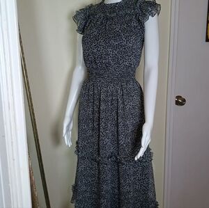 1. State Black Floral Ruffle Maxi Dress